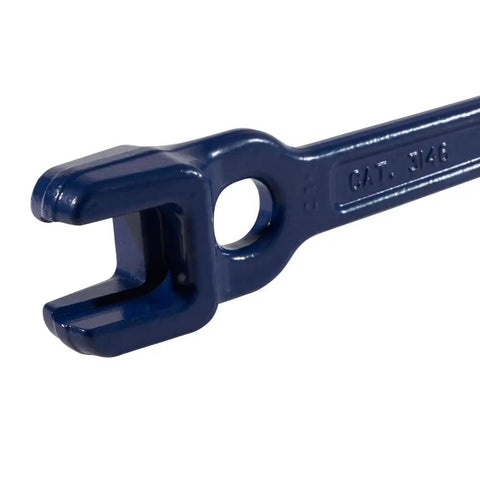 Dual Size Lineman's Wrench With Small Openings Five Eighths And Thirteen Sixteenths Inches and close-up of small jaw end.