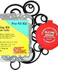 O Ring Kit with Silicone Grease, Pro-40, for Regulators and Cameras, assorted Buna rubber rings visible above silicone lube container