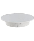 This Badass 360 Degree Electric Rotating Display Turntable Slams With 8Kg Load Capacity And Three Adjustable Speeds For Video And Photography, Totally Perfect For Showcasing Any Product In A Mirror Finish, compact white turntable with control buttons.