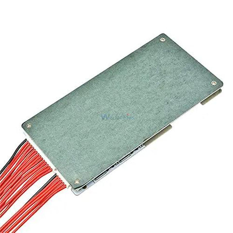Heavy Duty 72V 20S BMS PCB Rollin With A Sweet 45A Discharge For 18650 Batteries And Lifepo4 Cells Featuring top view with red wires.