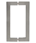 Brushed Nickel 8x8 Square Tubing Back To Back Pull Handle For Glass Doors Slick SQ Series Center To Center 8 Inches