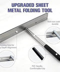 Pro Grade 15.25 Inch Sheet Metal Bender Folding Tool With 1 Inch Hem Depth, showing anti-rust coating and PVC grip