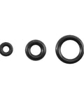 Three rubber O rings from the 1.4 to 2.8mm Rubber O Rings Box Set with 12 sizes, watch gaskets for waterproof seals, and mechanical repair.