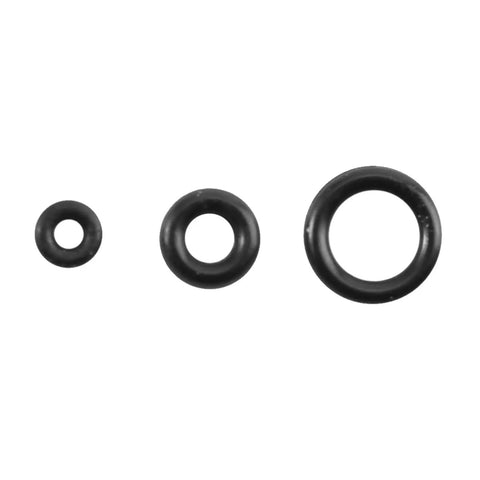 Three rubber O rings from the 1.4 to 2.8mm Rubber O Rings Box Set with 12 sizes, watch gaskets for waterproof seals, and mechanical repair.