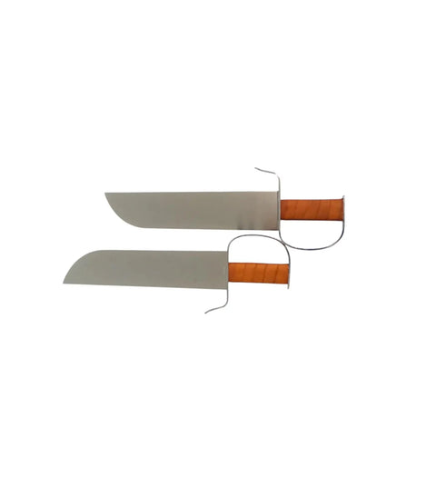 Wing Chun Kung Fu Swords Set Of 2 With 14 Inch Single Edged Blades And 18 Inch Overall Length Featuring Leather Wrapped Ergonomic Handles