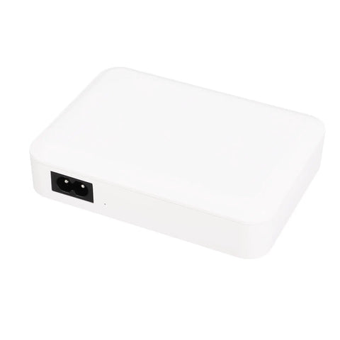 Top Shelf Uninterruptible Power Supply With Dc Output And 7800Mah Ups Battery Backup To Keep Routers And Modems Running Smooth Through Blackouts, white body, compact design, rear power port.