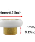 Side view of 8 Pieces 20mm Glass Sliding Shower Door Rollers Replacement Parts With One Screw Nylon Wheel Copper Core Axle