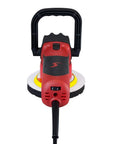 Front view of Pro Grade Dual Action Polisher Buffer For Cars And Boats With 20ft Power Cord, 2,500-6,500 OPM, red and black model.