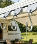 Eight Piece RV Awning Light Hooks Set With S Shaped Hangers For Tent And Camper Easy Slide In Installation Gray And Silver