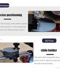 Positioning pin and slide holder of Heavy Duty 550W Electric Circular Saw Blade Sharpener for accurate grinding adjustments.