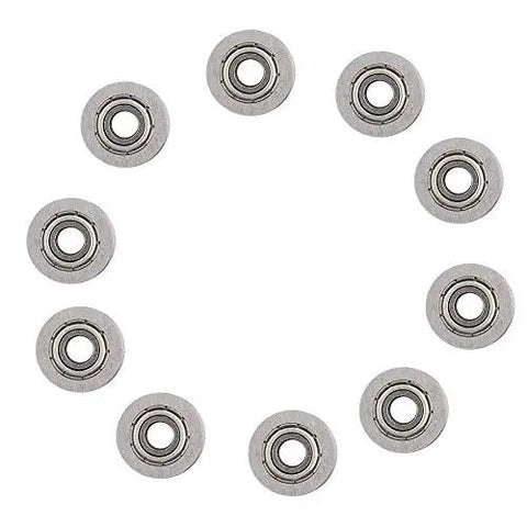 10Pcs U624ZZ U Ball Bearings Double Shielded Carbon Steel arranged in circular pattern for rail track linear motion