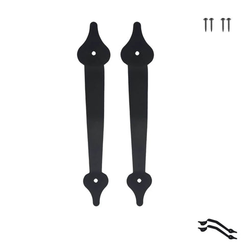 2 Pack 11 Inch Heavy Duty Steel Barn Door Handle With Unstoppable Grip For Gates Sheds And Cabinets Matte Black Pull Powerhouse Design Includes Screws For Easy Assembly, showing two matte black handles and screws on white background.