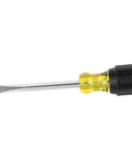 Pro Grade Two Piece Screwdriver Set With Quarter Inch Keystone And Number Two Phillips Tips Cushioned Grip Round And Square Shanks Heat Treated Made In USA Built Tough For Home Improvement And DIY Projects, showing keystone tip with yellow handle