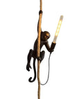 Dope Resin Monkey Ceiling Hanging Lamp With Handcrafted Hemp Rope Black Pendant Light For Dining Room Living Room Bar Cafe And Restaurants Modern Home Decor showing a monkey with a bulb