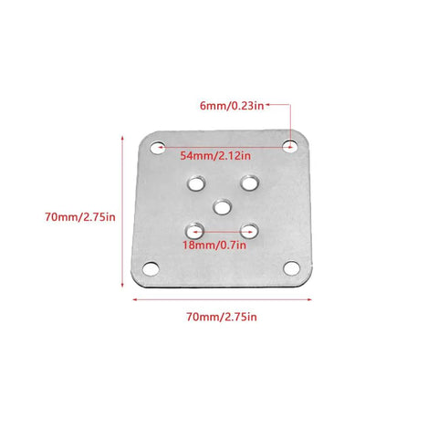 Heavy Duty Furniture Leg Mounting Plates With Screws Flat Metal T Brackets Connector Base For Sofa Cabinet Chair Couch showing 70mm steel plate dimensions.