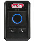 Front view of GWWC P Wireless Wall Control Console For Garage Powerhead No Fuss Install Model 39902R with buttons and LED light