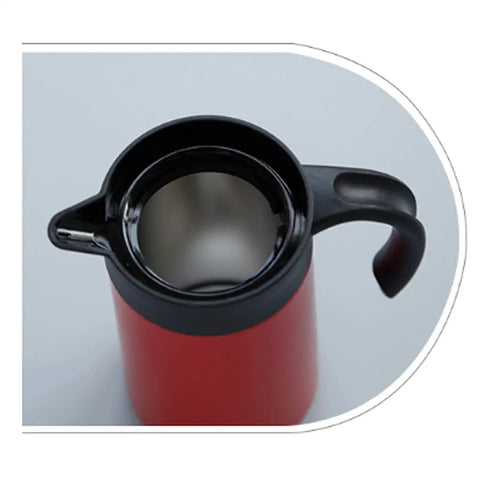 Top view of Heavy Duty Stainless Steel Vacuum Flask With Secure Handle Leakproof Travel Mug showing the lid design and interior.