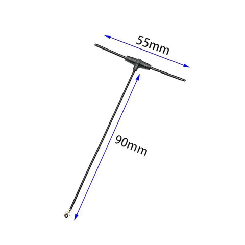Two Pack 90mm 2 4G FPV Antenna ELRS For EP1 RX IPEX1 Compatible With TBS Tracer RC FPV Drone Part with dimensions marked