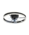 Low Profile Bladeless Ceiling Fan With Light, 19.7 Inch Flush Mount, Dimmable LED, Remote, 3 Light Color Options, Black, Modern Design