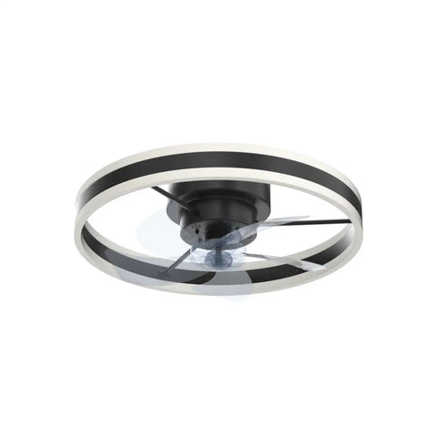 Low Profile Bladeless Ceiling Fan With Light, 19.7 Inch Flush Mount, Dimmable LED, Remote, 3 Light Color Options, Black, Modern Design