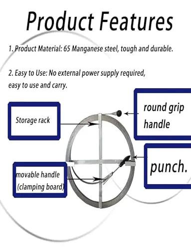 Heavy Duty Sewer Drain Snake 15Ft Unclogging Bar With Thick Steel Core features round grip handle, storage rack, and movable clamping board.