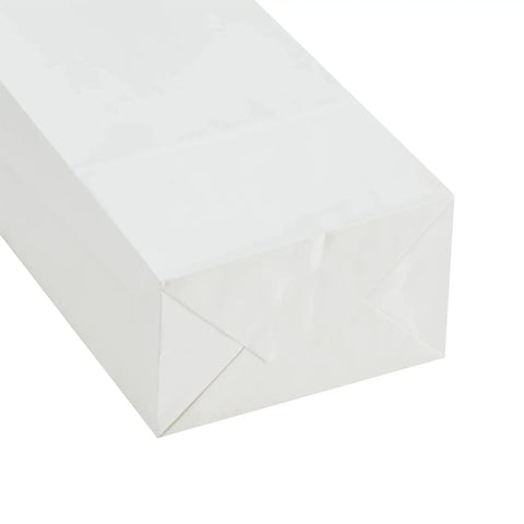 Bottom view of 40 Count White Kraft Paper Grocery Lunch Bags With Square Bottom For Easy Grab And Go Packing Four Pound Capacity No Frills Durable Bags