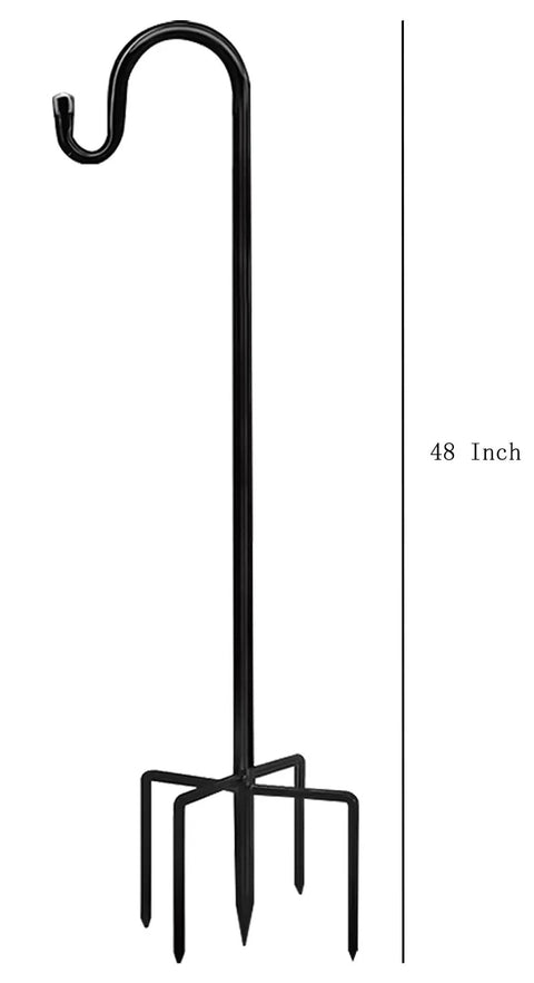 Heavy Duty 48 Inch Shepherd Hook Garden Pole For Outdoor Use That Holds Bird Feeders Planters Lanterns Solar Lights Wind Chimes Birdbaths And Yard Decor With A Five Prongs Base One Pack Easy Assembly Weather Resistant.