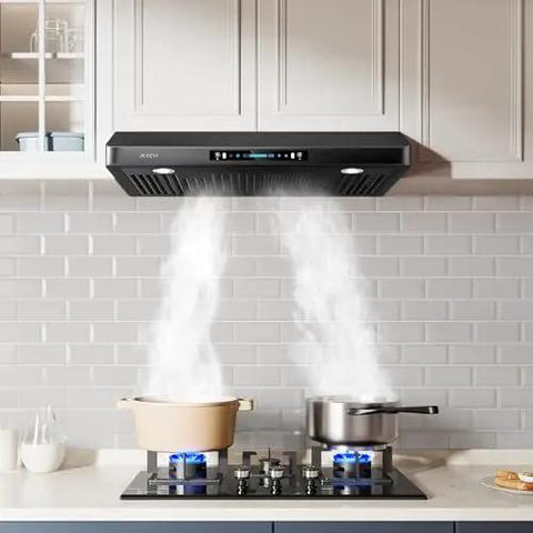 36 Inch Under Cabinet Range Hood With 900 CFM Dual Motors Black Kitchen Vent Hood for Real Heavy Duty Cooking over stove top