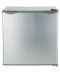 1.1 Cu Ft Compact Mini Freezer Solid Upright Build with silver finish front view, perfect for tight dorm rooms or offices.