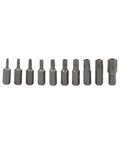 Helluva Tough 34 Piece Socket Set With E Type Sockets And Torx Bits forged chrome vanadium steel hex & torx bits display.