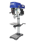 Straight Up Workhorse 12 Inch Variable Speed Benchtop Drill Press With 3 4 Horsepower Motor showing LED light and adjustable table.