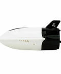 Rad RC Micro Submarine Toy For Pool Or Bath, waterproof remote control white U-Boat sub, side view showing tail fin and propeller
