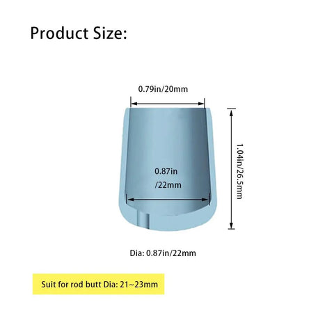 4Pcs Silicone Fishing Rod Butt Caps For Rod End Protection Diameter 0.87 Inch And 22mm Cushioned End Caps, size chart