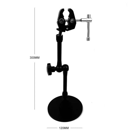 Magnetic Soldering Clamp With 5.5CM Jaw Opening And 360 Degree Rotation Frame, adjustable height and stable base display.