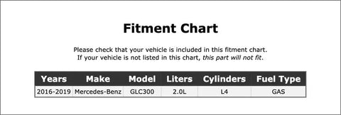Fitment chart for Top Shelf Engine Cylinder Head Gasket Set For Mercedes Benz GLC 300 2016 To 2019 including key specs.
