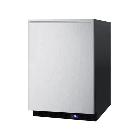 No Fuss Frost Free Under Counter Upright Freezer Slick Stainless Steel Digital Temp Dial Built Into 24 Inch Spaces Freestanding Ready Plug And Play Smooth Cold Storage Kitchen Flex Setup with stainless steel finish.