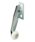 Top Shelf Right Hand Drawer Track Roller For Monorail Cabinet Slide Systems Built Tough Steel Mounts Smooth Butter Nylon Rollers 13/16 Inch replacement roller with steel bracket and nylon wheel.