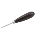 Racquet Stringing Straight Awl For Badminton And Tennis Rackets With Wooden Handle And Stainless Steel Tip Comfortable Grip Portable Hand Tool For Wire Threading And Safer More Precise Stringing. black-handled awl with steel tip on white background
