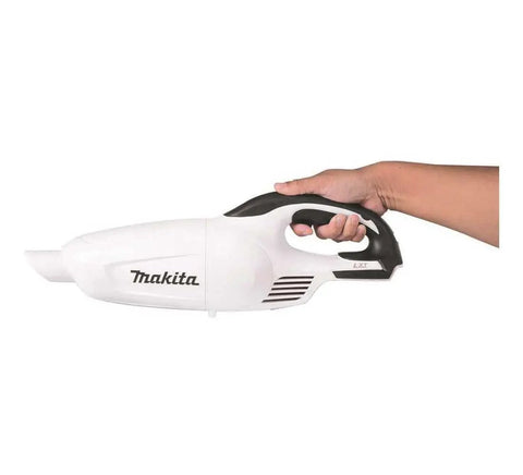Hand holding Go-To Compact 18V LXT Cordless Vacuum Tool Only White With A Redesigned Floor Nozzle For Easy Maneuvering And Strong Suction