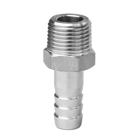 Beefy Stainless Steel 1/4 Inch Hose Barb to 1/8 Inch NPT Male Thread Hex Adapter Fitting for Air Water Fuel Lines 304 Stainless Heavy Duty Connector Pack of 5