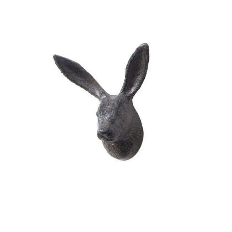 Vintage Cast Iron Rabbit Wall Hook Hella Sturdy Rustic Home Decor. Black rabbit design suitable for entryway or bathroom use.