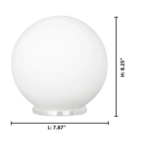 Rondo Round Table Lamp With Glass Ball Shade For Living Room Bedroom Dorm Or Office 60W 8 Inch White Frosted Opal Globe Light