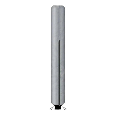 Silver Rotating Washing Line Cover With Waterproof Zip Closure For All Season Outdoor Use and Easy No Fuss One Handed Setup.