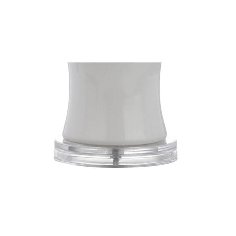 Base of 26.5 Inch White Ceramic Table Lamp With Linen Drum Shade And Bamboo Design For Living Room Or Bedroom Nightstand Modern Bedside Light