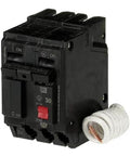 Close-up of 30A Double-Pole GFCI Circuit Breaker THQL2130GFTP 120/240 VAC Self-Test Ground Fault Interrupter with coil.