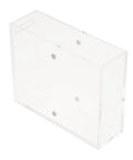Dual Sided Clear Acrylic Label Roll Dispenser Featuring A Smooth Pull Through Tray Straight Up for shipping tags and clear tape.