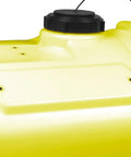 Close-up of 40 Gallon Yellow Sprayer Tank With Translucent Body Farm-Ready showing 6 inch lid with tether