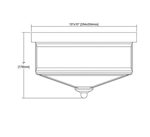 Lankford 2 Light Outdoor Flush Mount in Satin Nickel with Clear Glass No Fuss Setup UL Listed for Wet Locations technical dimensions.