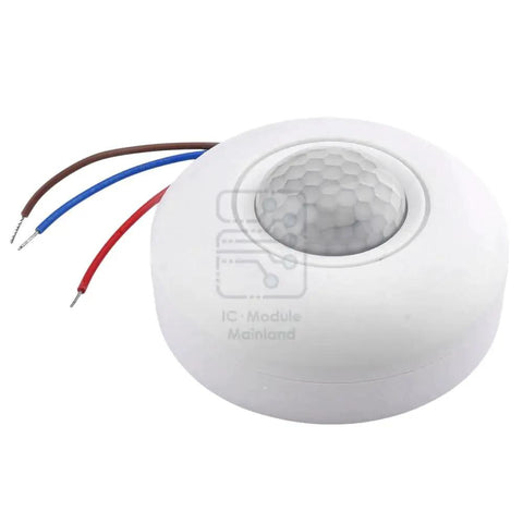 Ceiling Mount Motion Sensor Switch 85-265V AC Infrared 360 Degree Detection 50 60 Hz Intelligent Presence Sensor Plug And Play Top Notch High Quality Electronics Component For Precise Reliable Performance, white ceiling-mounted infrared sensor with three wires