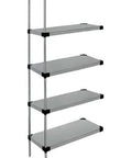 Heavy Duty Stainless Steel Add On Kit For Upgrading Your Home Shop Setup With Bulletproof Modular Shelving Panels And A No Sweat Storage Expansion Solution, showcasing five sturdy shelves.